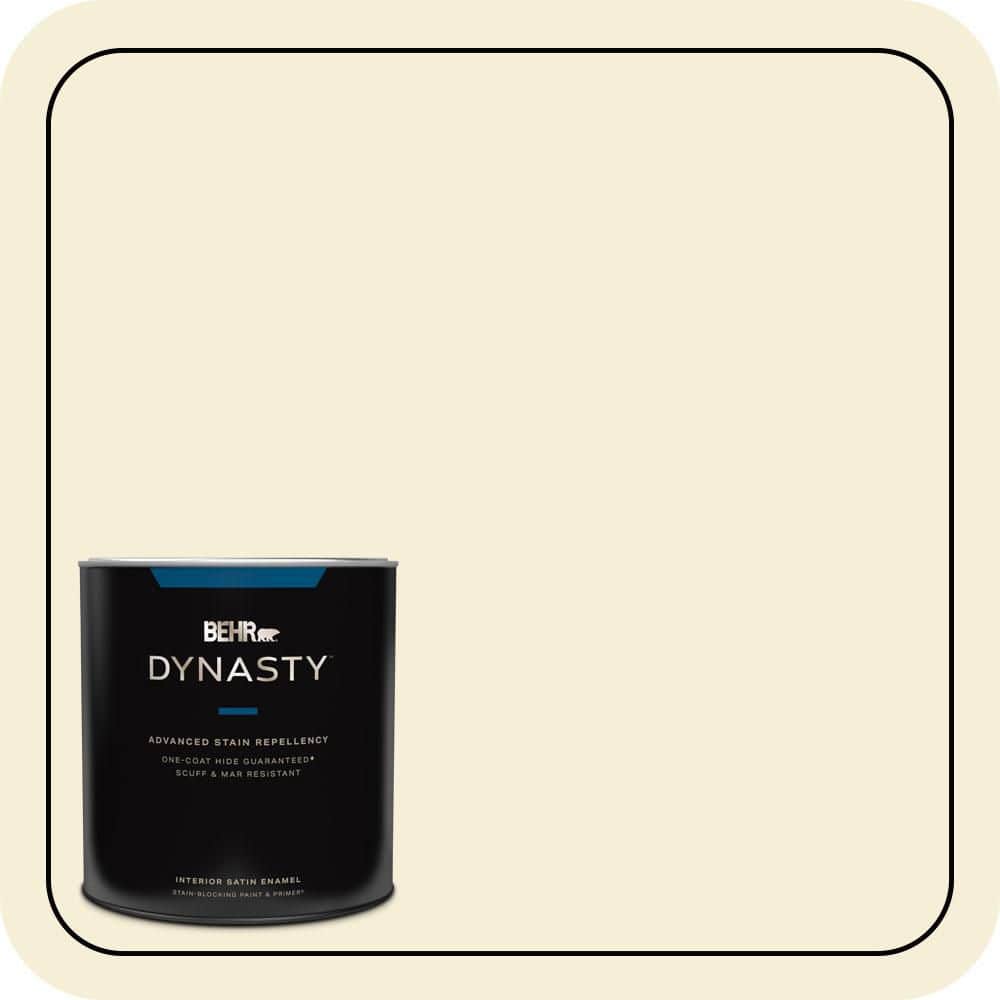 BEHR DYNASTY 1 qt. #W-B-320 White Corn Satin Enamel Interior Stain-Blocking Paint and Primer