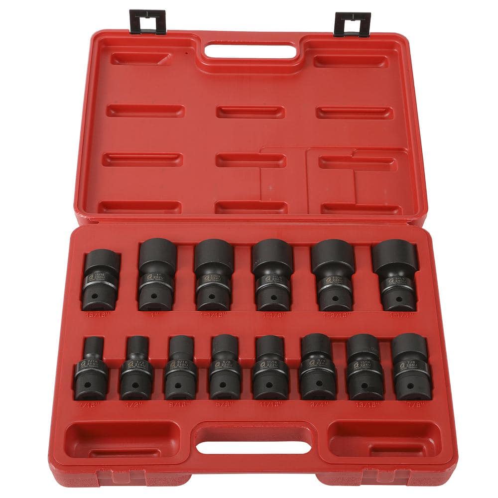 SUNEX TOOLS 1/2 in. Drive Universal SAE Impact Socket Set (14-Piece) (3)