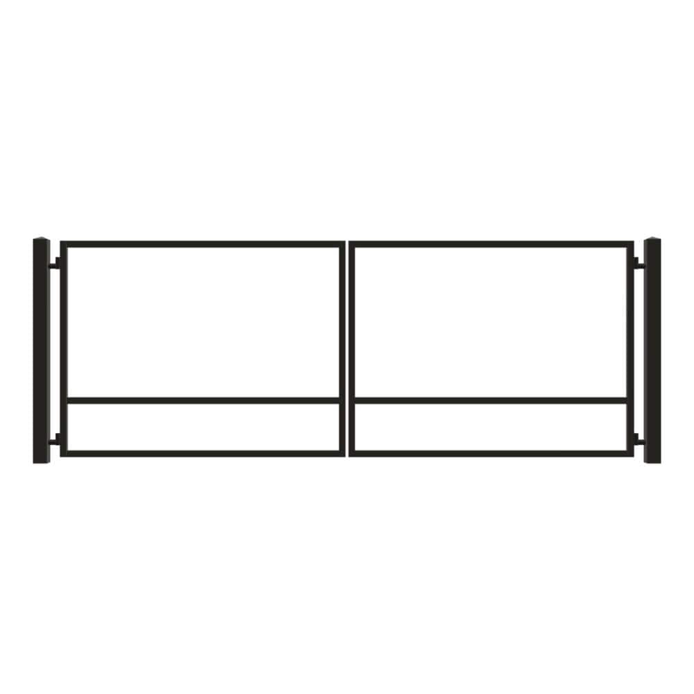 Unbranded Driveway Gate — Swing, Center, Square, Black — 202"W x 72"H
