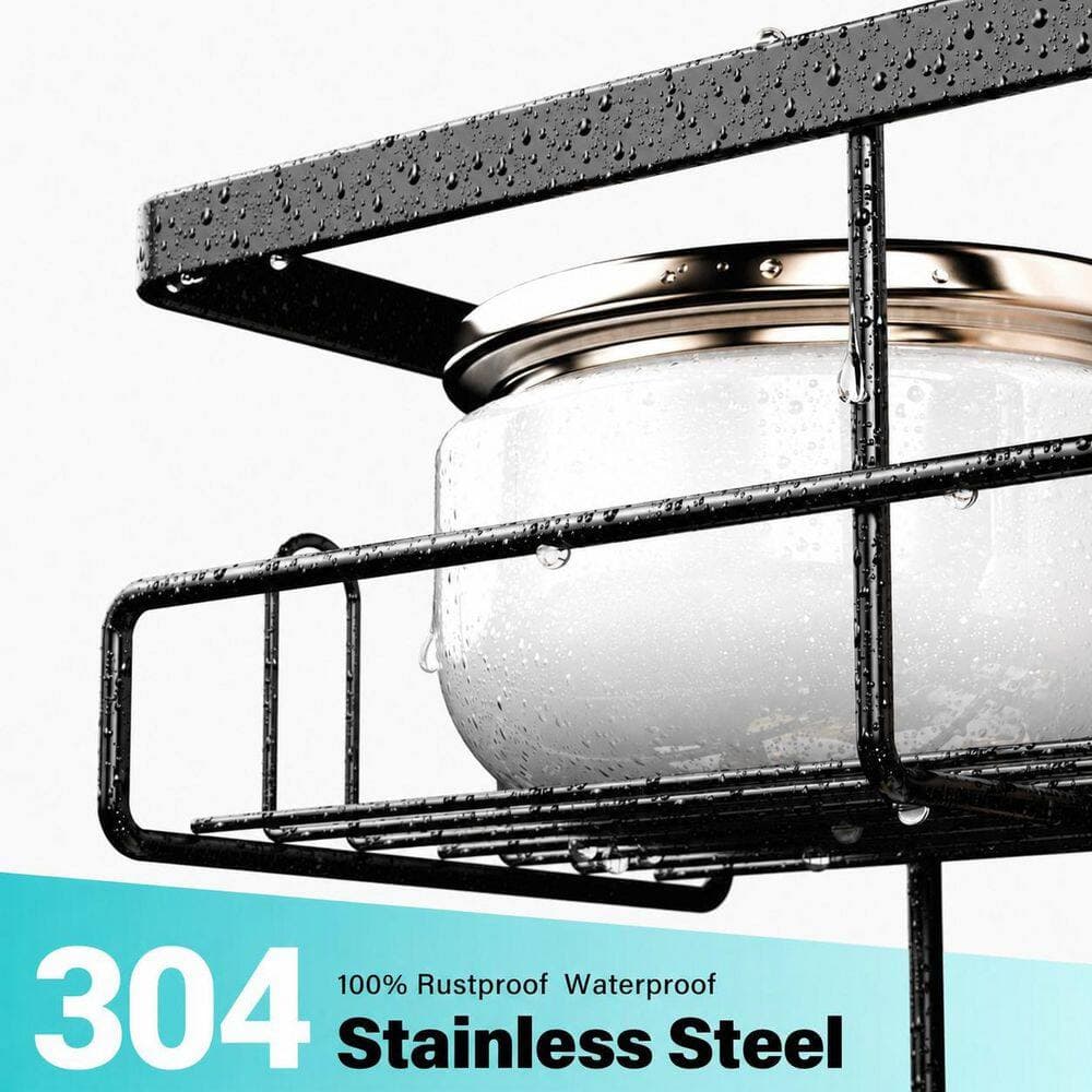 Anqtovp Over Door Mount Rustproof 2-Tier Hanging Shower Caddy with Strong Suction and Anti-Slip Silicone in Black (2)