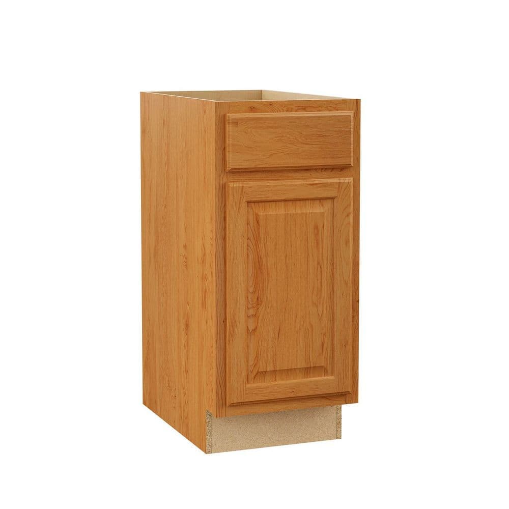 Hampton Bay Hampton 15 in. W x 24 in. D x 34.5 in. H Assembled Base Kitchen Cabinet in Medium Oak (2)
