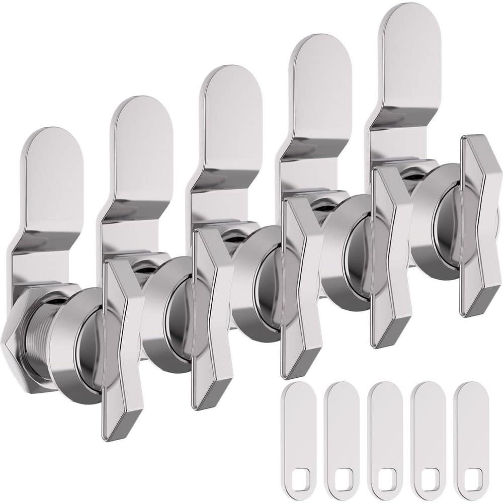 LAIFUCAM 5/8 in. Chrome Finish Thumb Operated Cam Latch Keyless Door Latch Non-Locking for Cabinet RV Compartment 5-Pack (2)