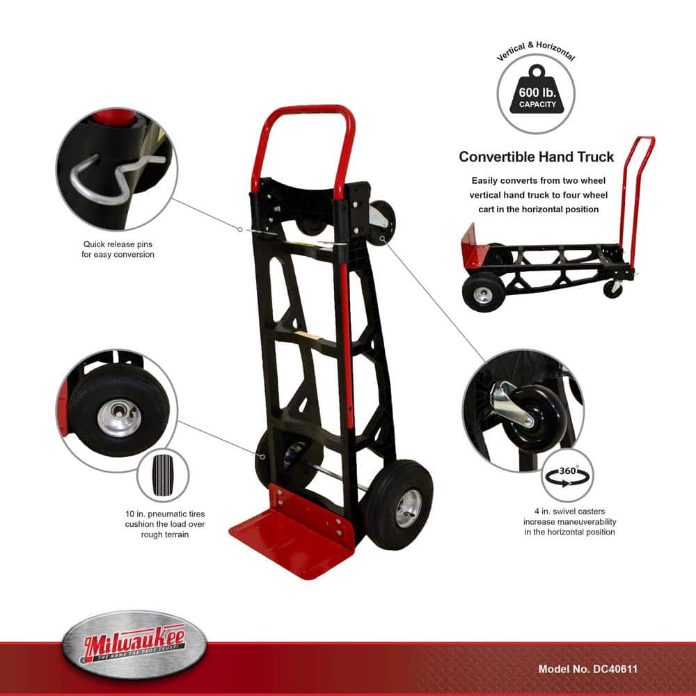 Milwaukee 600 lb. Capacity Convertible Truck (2)