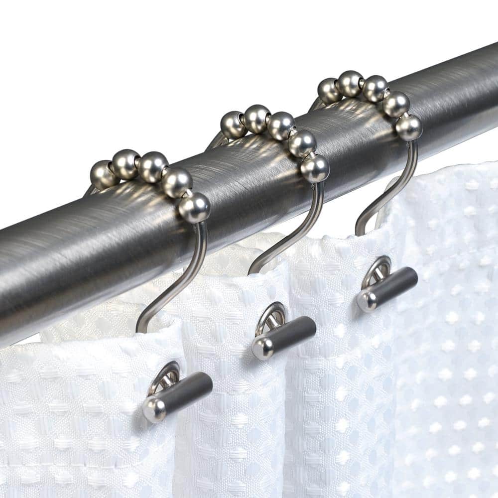 Zenna Home Rustproof Stainless Steel Decorative Roller Shower Hooks in Brushed Nickel (Set of 12) (4)
