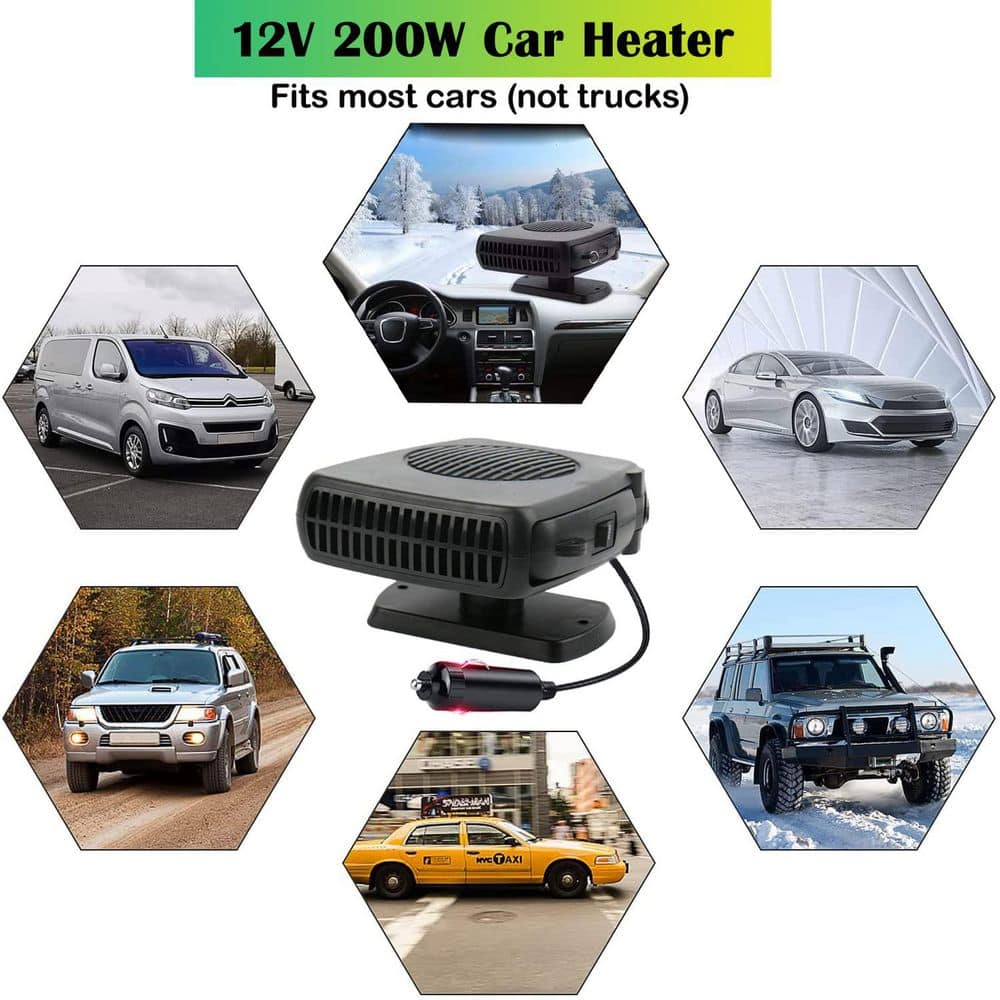 Aoibox 200-Watt Black Electric Portable Space Heater w/ 2-in-1 Heating and Cooling for Car RV SUV Windshield Defogger Defroster (2)