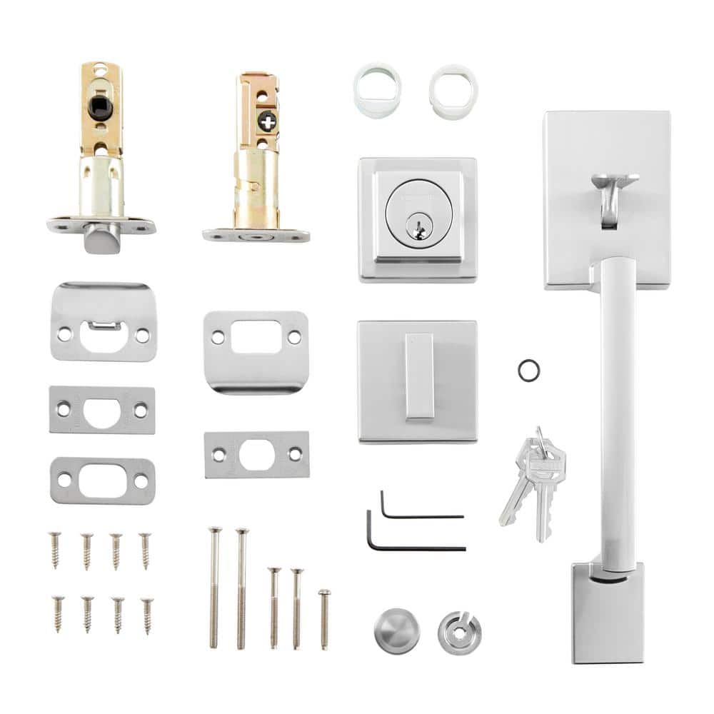 DELANEY HARDWARE Avino Satin Nickel Single Cylinder Deadbolt Entry Door Handleset (2)