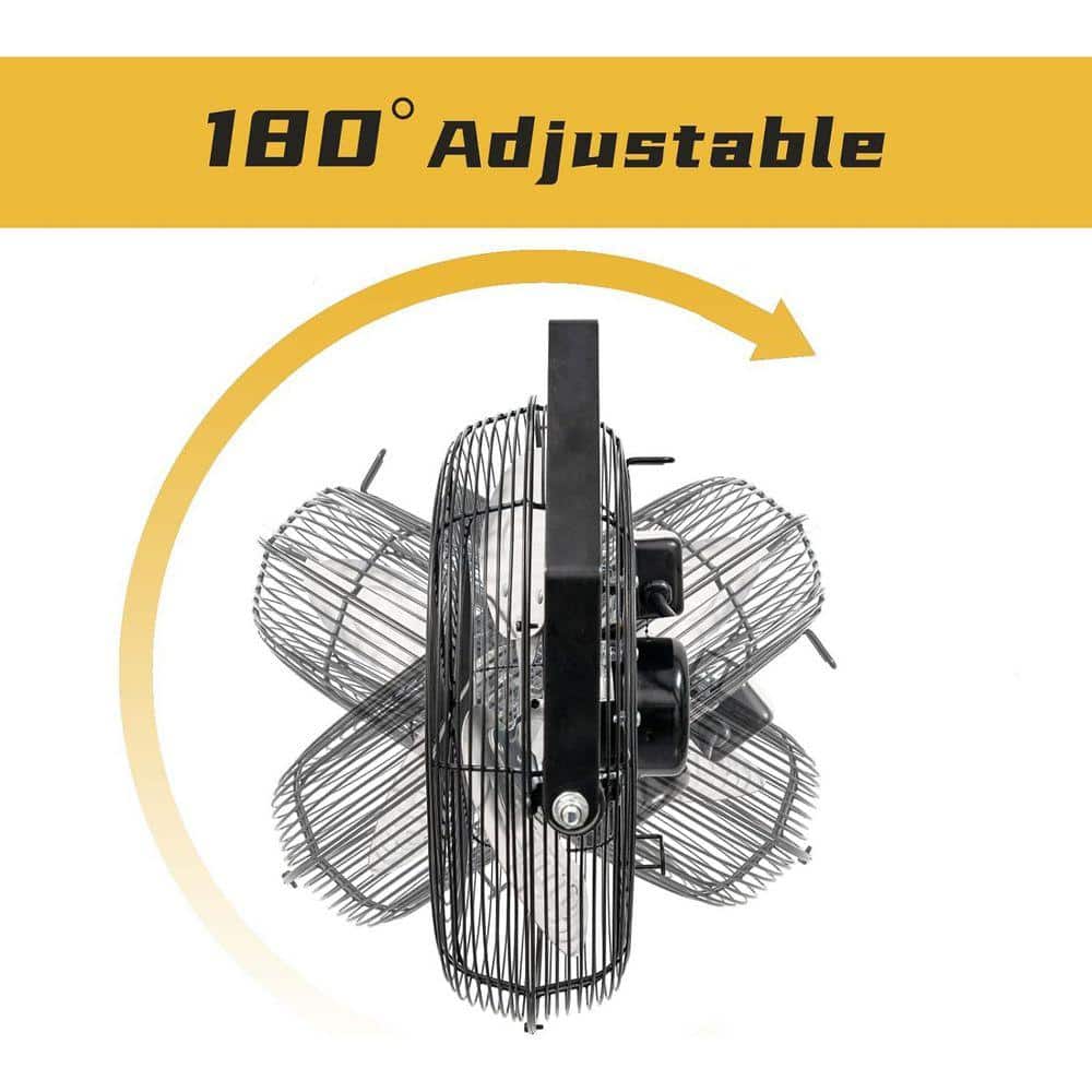 Stbine 12 in. 3-Speed High Velocity Wall Mounted Fan In Yellow, with IP44 Enclosure Motor, Metal Structure, 180° Tilting (2)