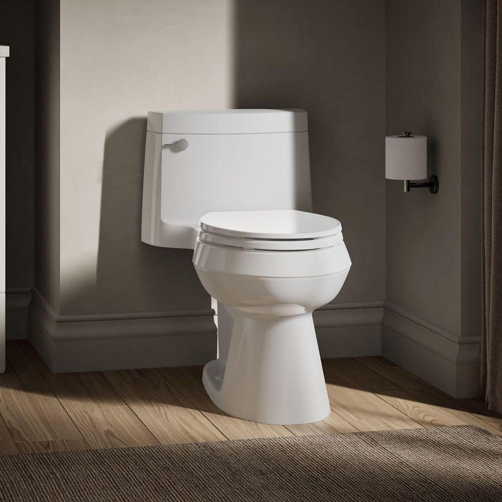 KOHLER Cimarron 12" Rough In 1-Piece 1.28 GFP Single Flush Elongated Toilet with Concealed Trapway in White w/ Soft Close Seat (1)
