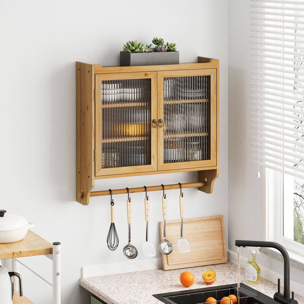 Tenleaf 24.80 in. W 7.08 in. D 23.62 in. H Bathroom Storage Wall Cabinet in, Sideboard Combine Shelve, Towel Rack (2)