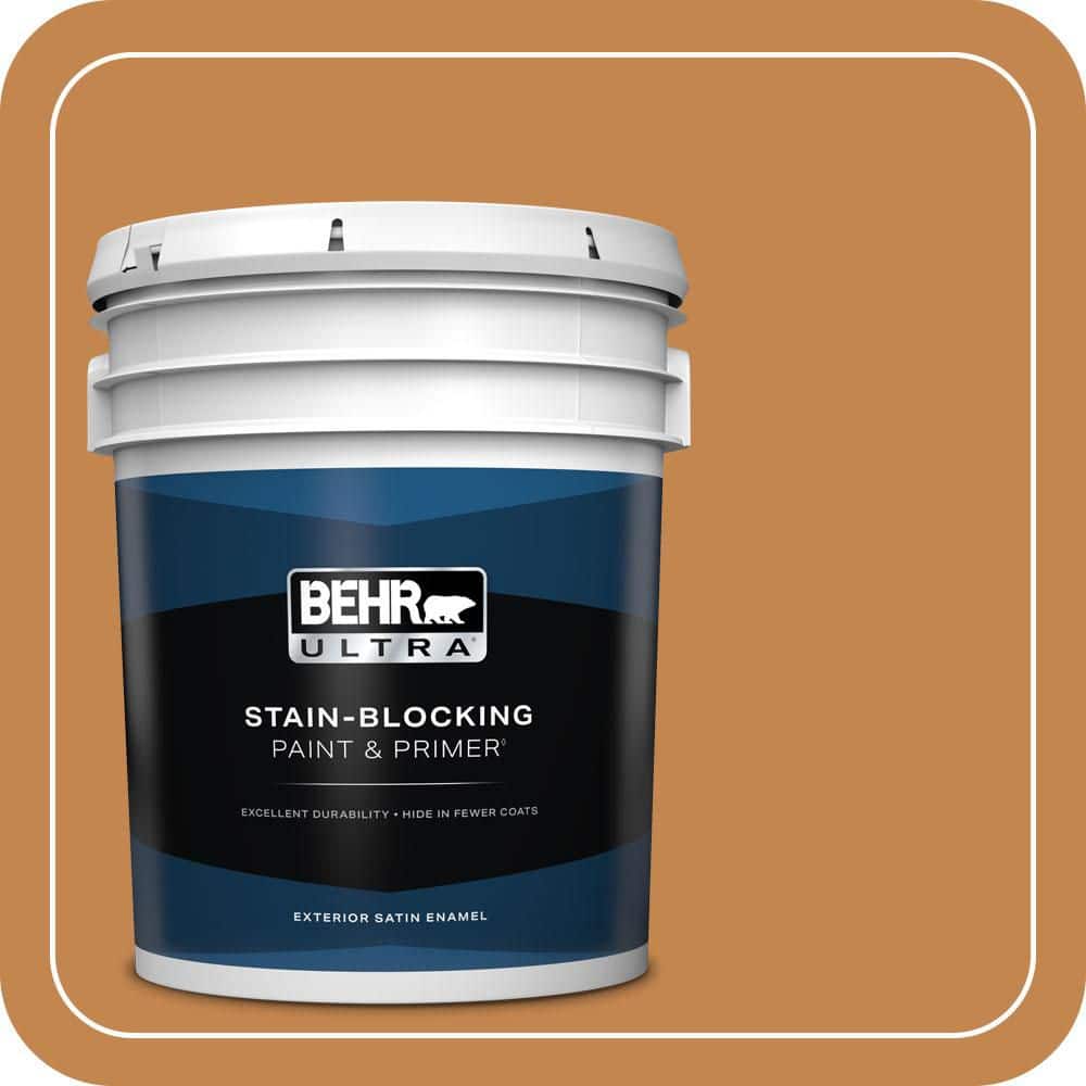 BEHR ULTRA 5 gal. #PPU4-03 Butter Rum Satin Enamel Exterior Paint & Primer