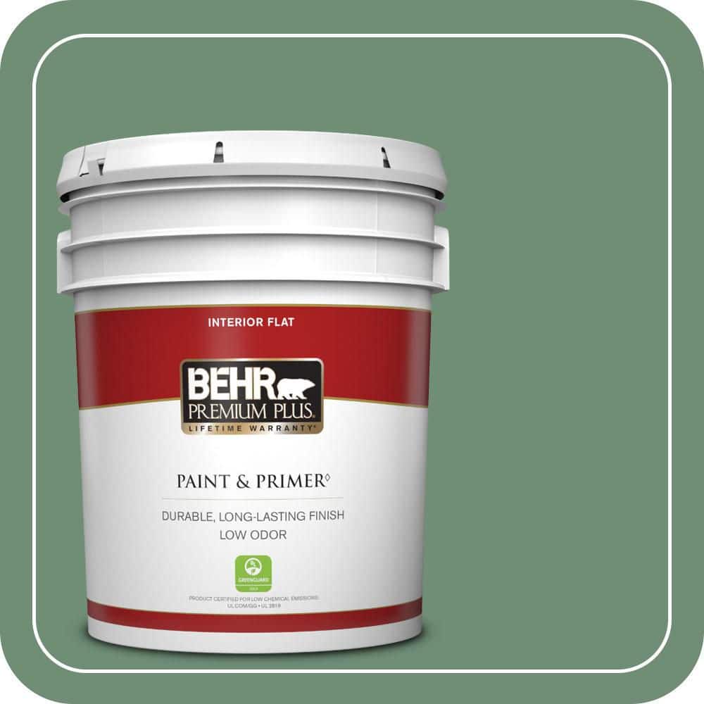 BEHR PREMIUM PLUS 5 gal. #QE-46 Ivy Wreath Flat Low Odor Interior Paint & Primer