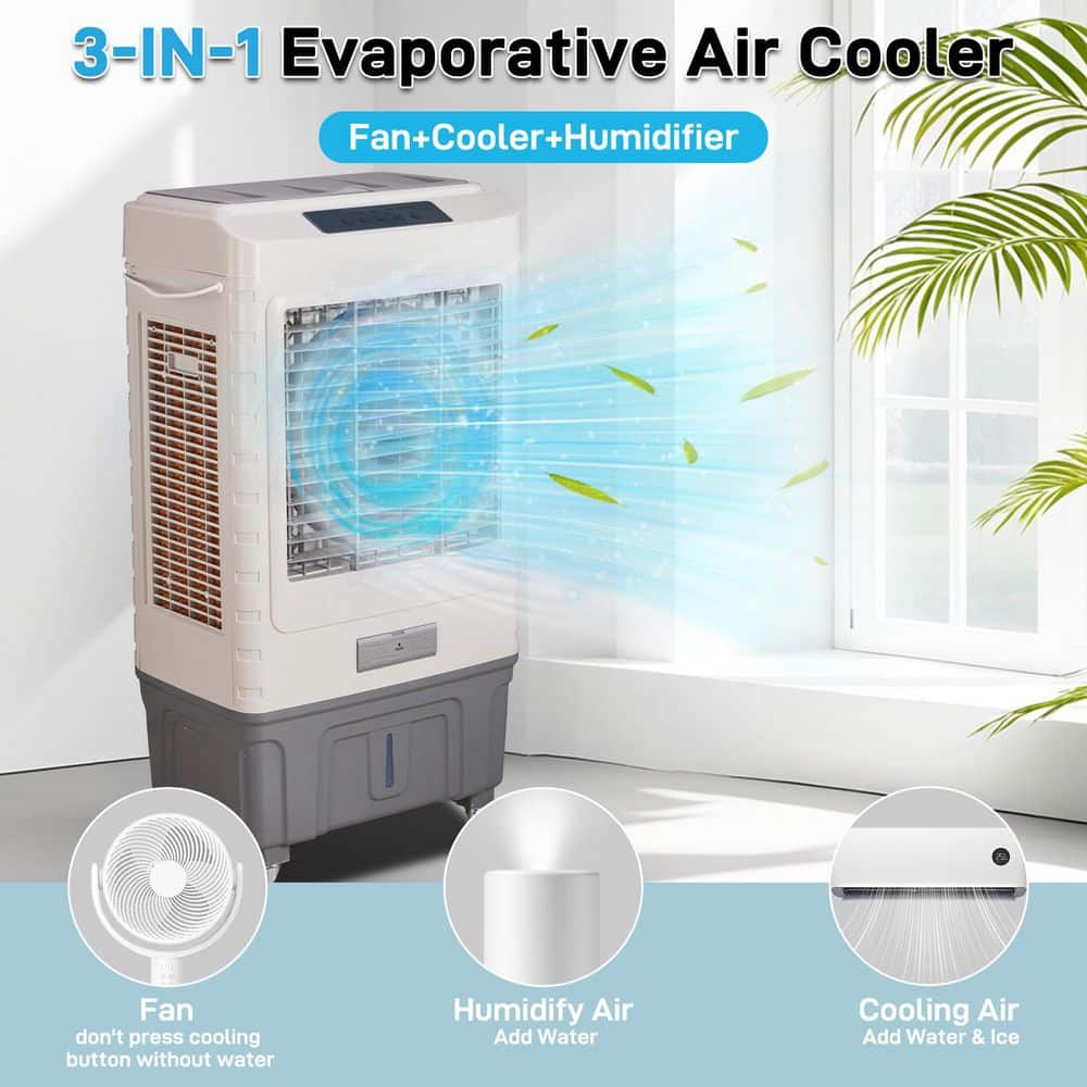 Karl home 3 in 1 9 Gal 1600 CFM 3-Speed Portable Evaporative Cooler for 425 sq. ft. (3)