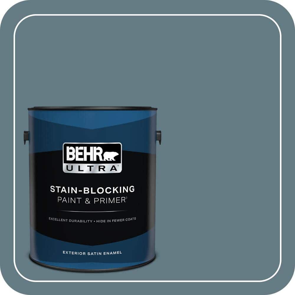 BEHR ULTRA 1 gal. #540F-5 Smokey Blue Satin Enamel Exterior Paint & Primer