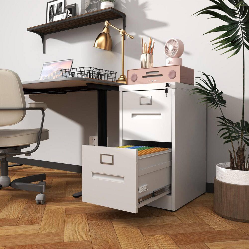 Tidoin Modern 2-Drawer White Metal 18 in. W Vertical File Cabinet (2)