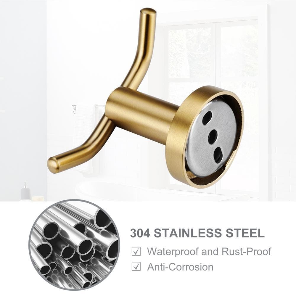 ALEASHA Knob-Hook Double Robe/Towel Hook in Gold (3)