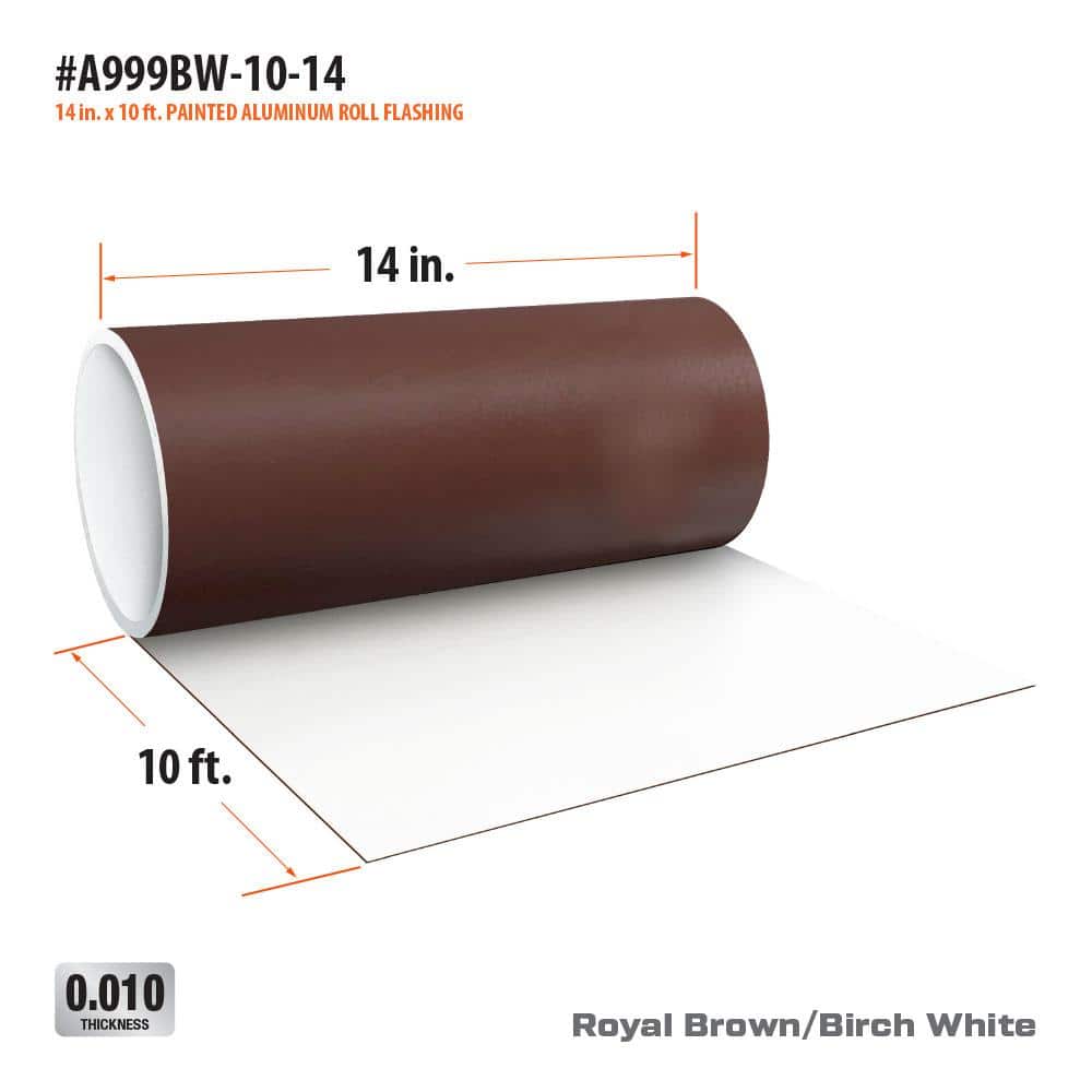 Gibraltar Building Products 14 in. x 10 ft. Brown/White Aluminum Roll Valley Flashing (3)