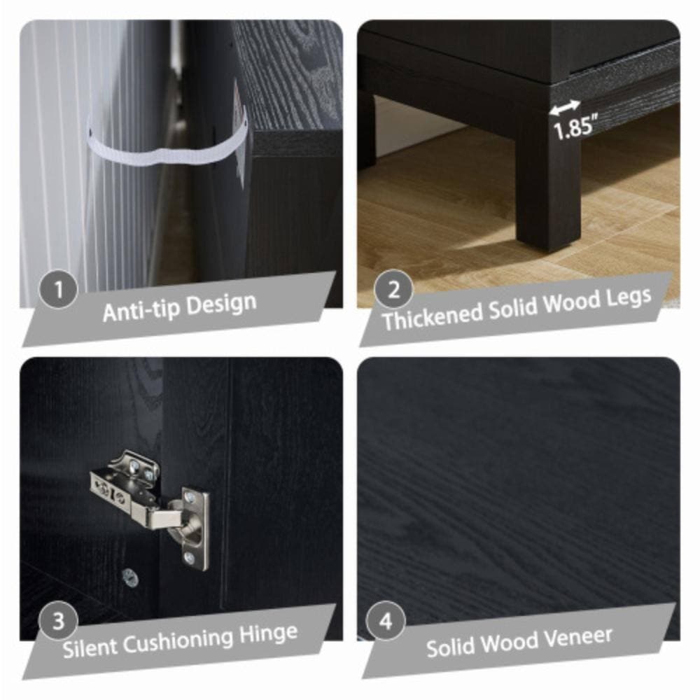 Unbranded 60.7 in. W x 14.6 in. D x 30.9 in. H Bathroom Black Linen Cabinet (3)