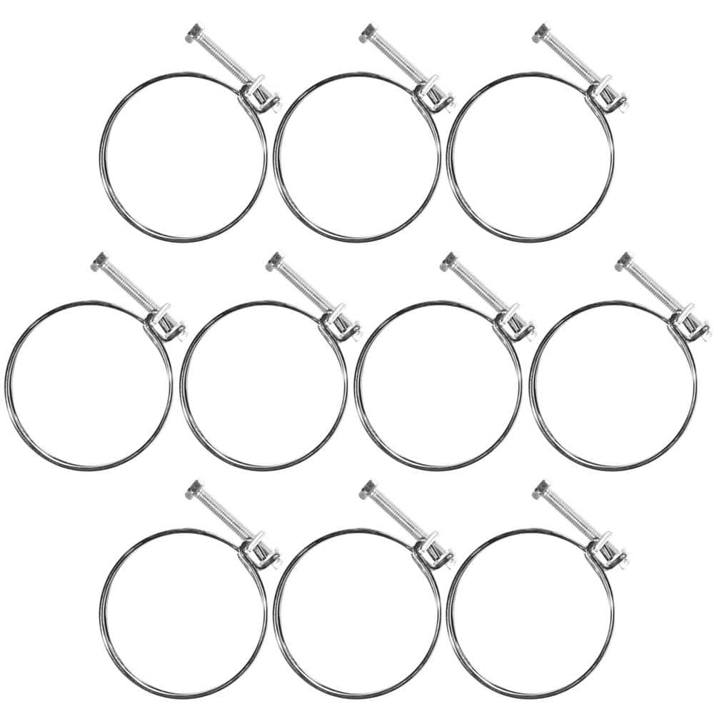 ‎POWERTEC 3 in. Double Wire Adjustable Carbon Steel Hose Clamp for Dust Collector, Dust Collection Hose, Pipe, Worm Gear, 10PK (1)