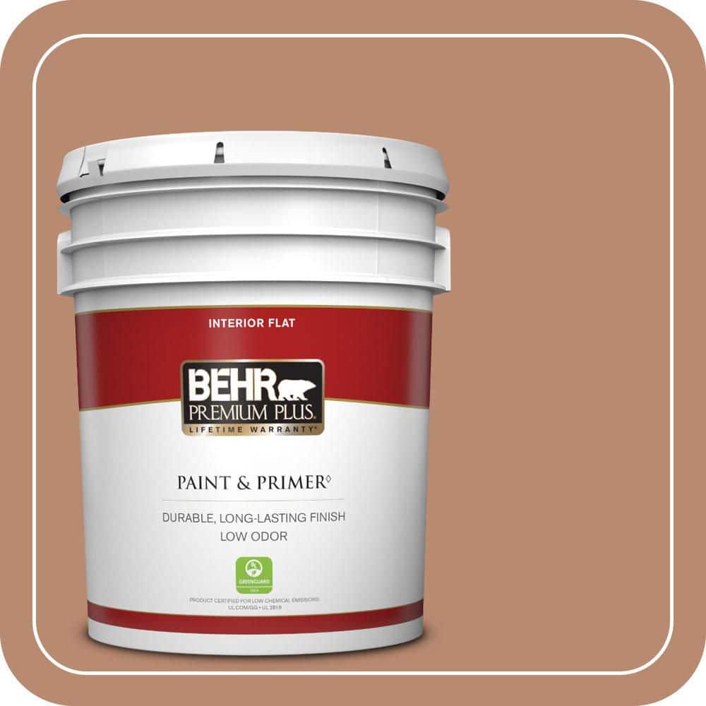 BEHR PREMIUM PLUS 5 gal. #MQ1-29 Carmelite Flat Low Odor Interior Paint & Primer