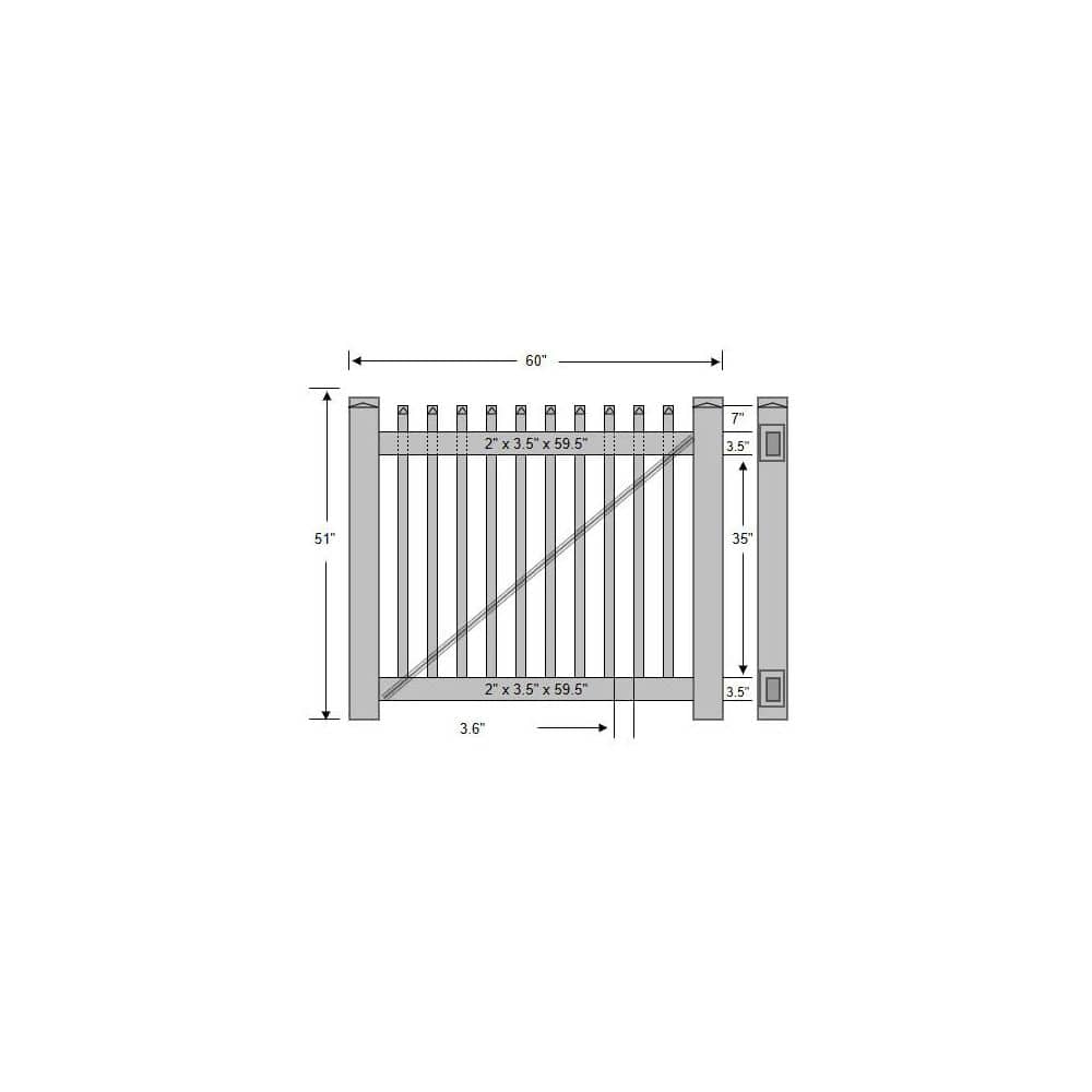 Weatherables Abbington 10 ft. W x 4 ft. H White Vinyl Picket Fence Double Gate Kit Includes Gate Hardware (3)