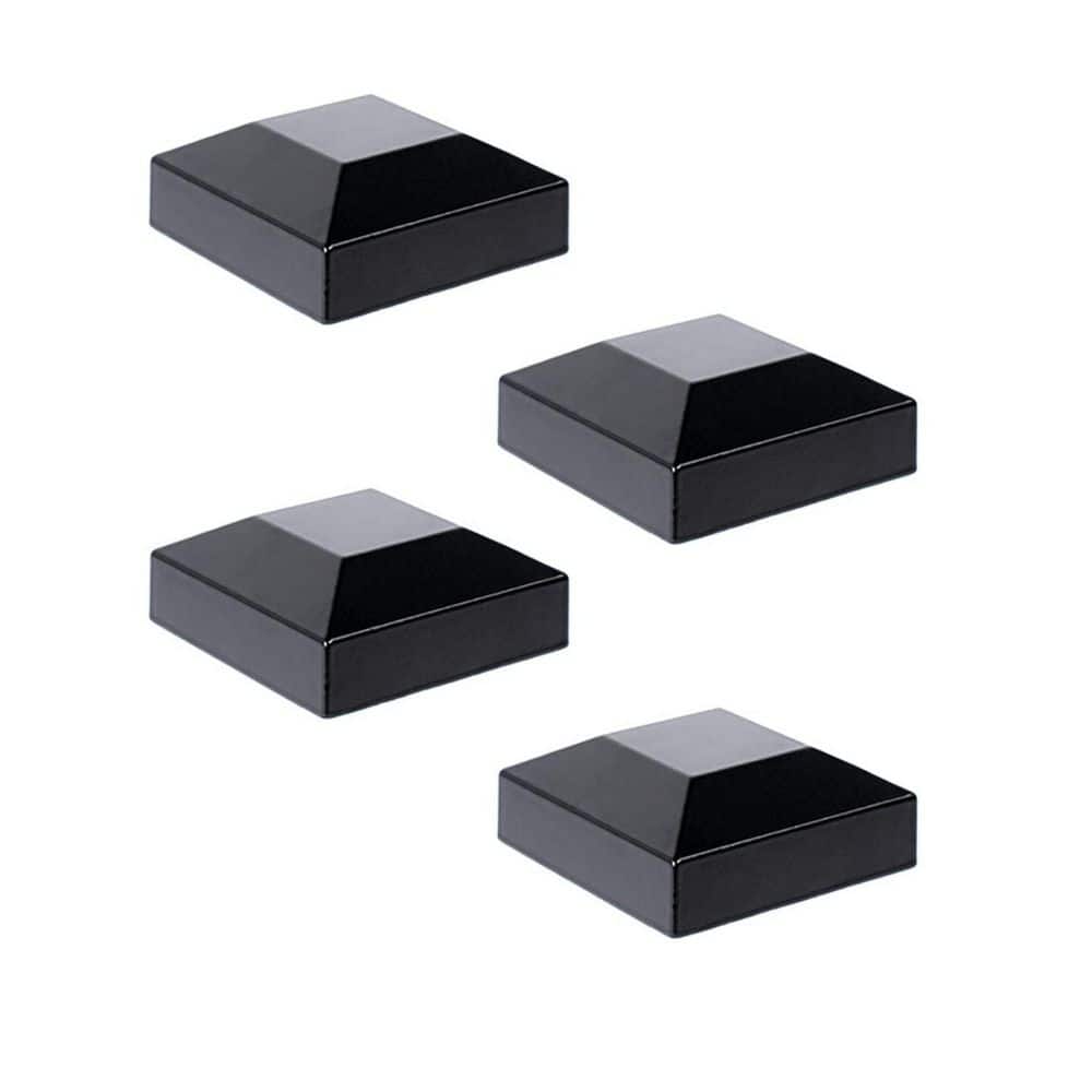 Afoxsos 2 x 2 Aluminum Fence Post Caps Pyramid Pressure Fit Black 4-Pack (1)