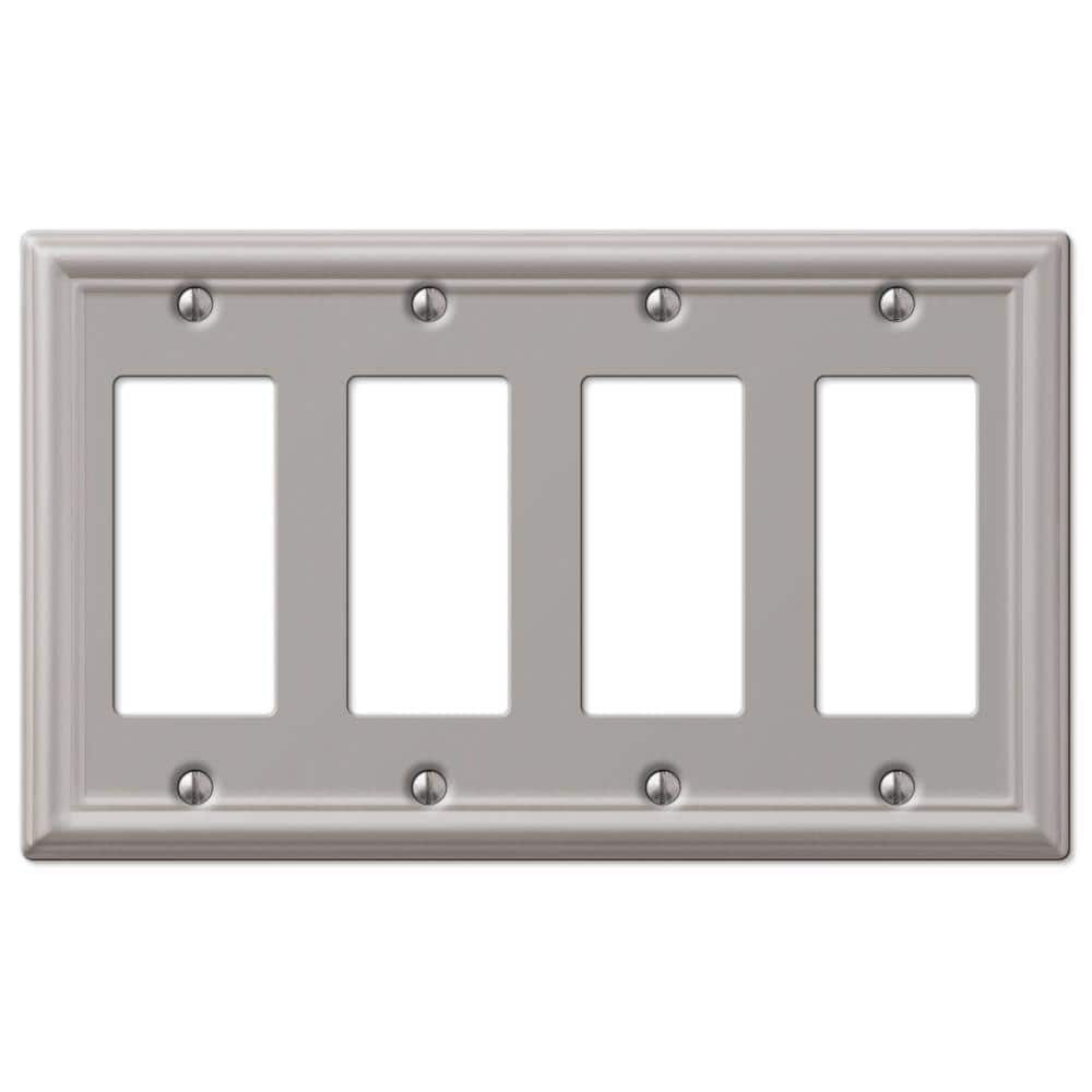 AMERELLE Ascher 4 Gang Rocker Steel Wall Plate - Brushed Nickel