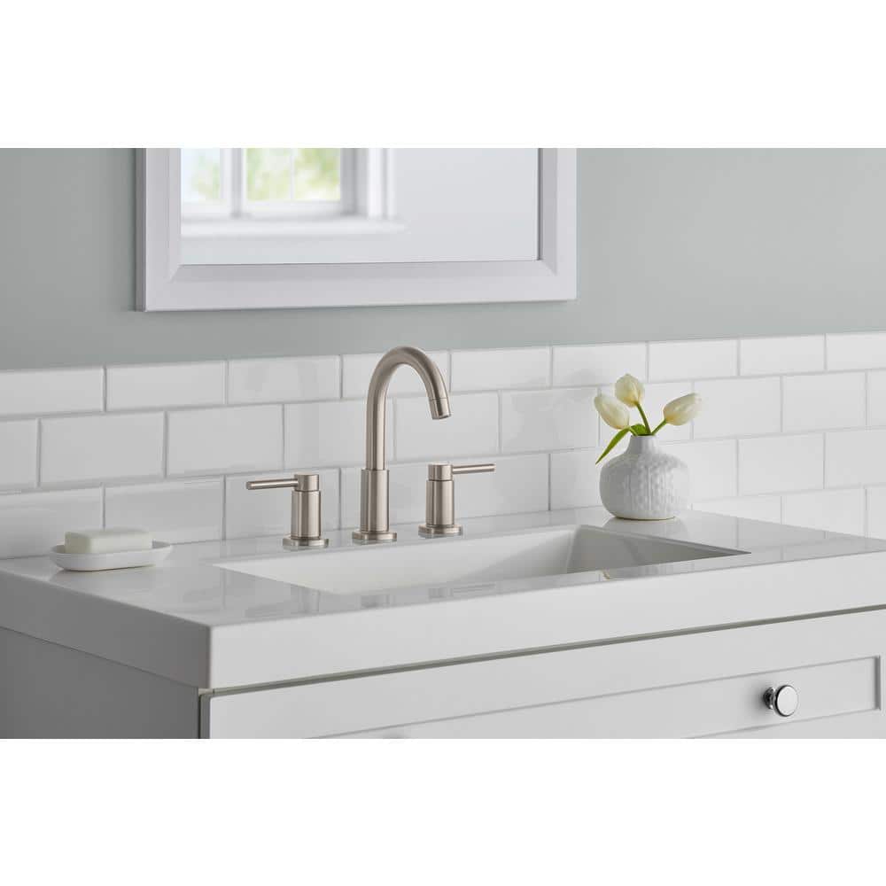 Glacier Bay Dorind 8 in. Widespread Double-Handle High-Arc Bathroom Faucet in Brushed Nickel (3)