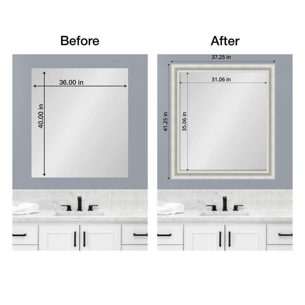 Amanti Art Mirror Makeover Parlor White 41.25 in. W x 37.25 in. H Bathroom Mirror Frame Border Kit-Fits a 40 x 36 Mirror (2)