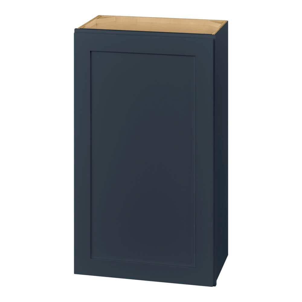 Hampton Bay Avondale 21 in. W x 12 in. D x 36 in. H Ready to Assemble Plywood Shaker Wall Kitchen Cabinet in Ink Blue
