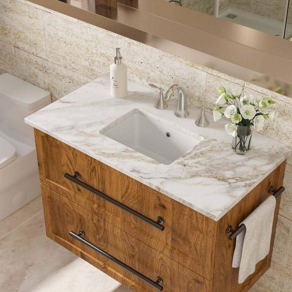 XUJMK 18 in. Undermount Rectangular Bathroom Sink with Overflow in White Ceramic, 18 in. x 12 in. White Ceramic Bathroom Sink (1)