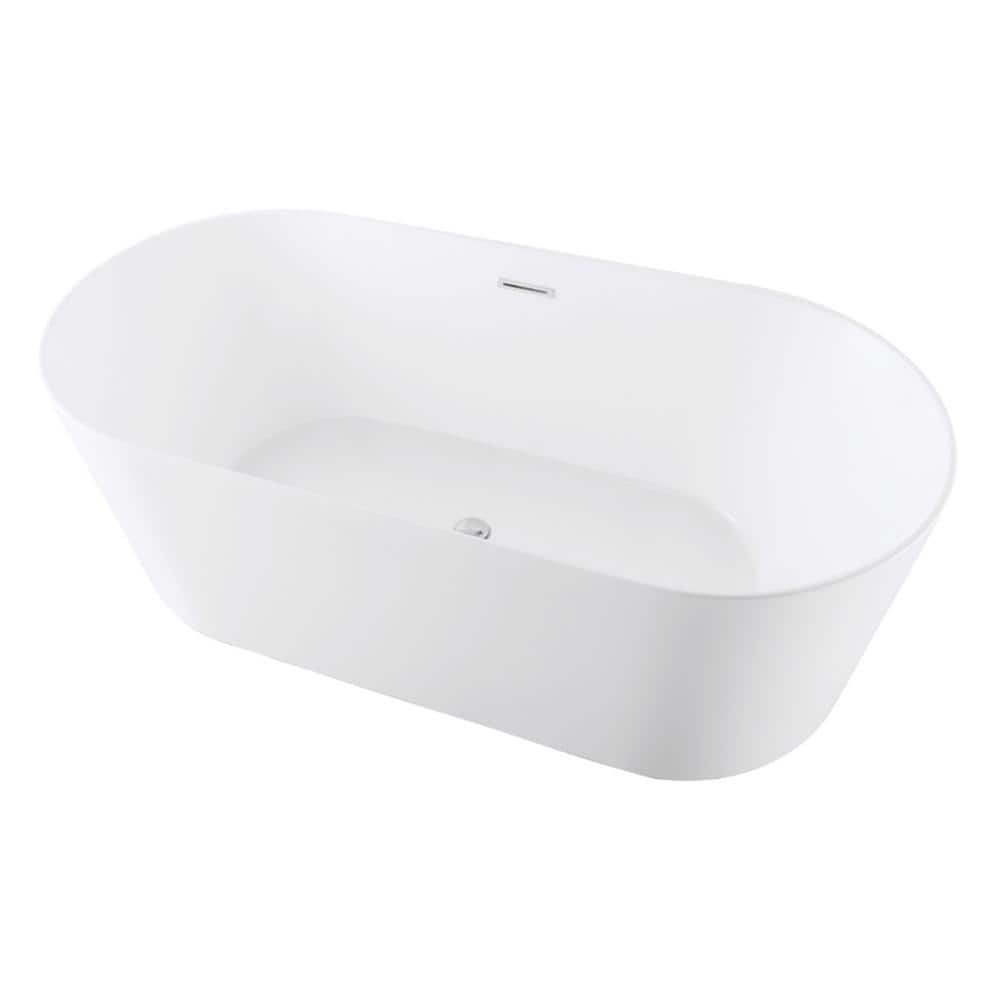 Kingston Brass Aqua Eden 67 in. x 32 in. Acrylic Freestanding Soaking Bathtub in Glossy White with Built-In Overflow Drain