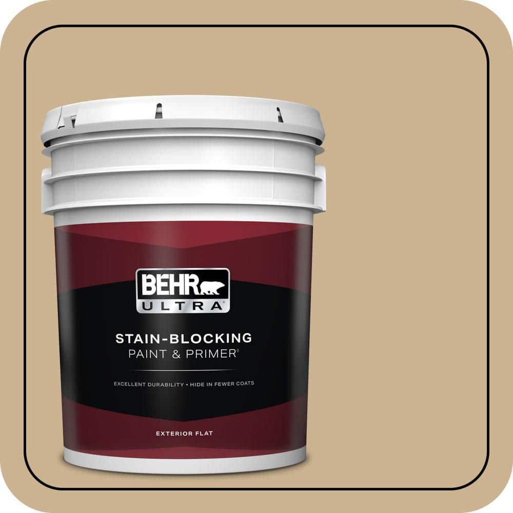 BEHR ULTRA 5 gal. #PWL-84 Tropical Tan Flat Exterior Paint & Primer