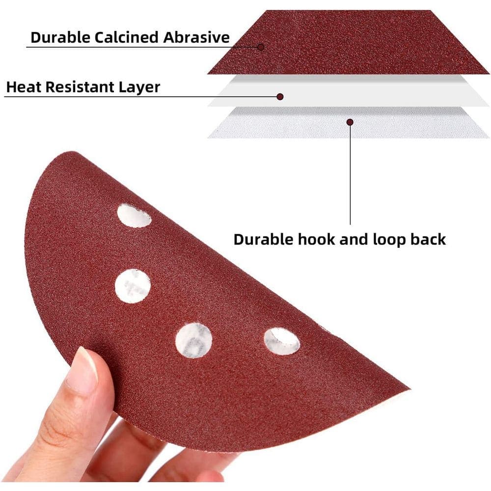 Unbranded 5 Inch Aluminium Oxide Sanding Discs Sand Paper with 8 Holes Easy Identification for Orbital Sander (100-Pack) (3)