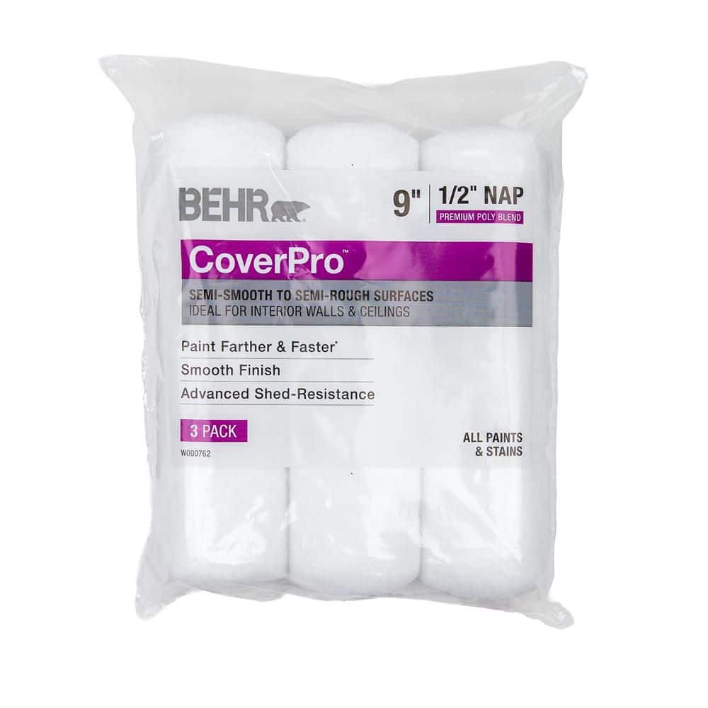 BEHR 9 in. x 1/2 in. CoverPro Poly Blend Roller Covers (3-Pack)
