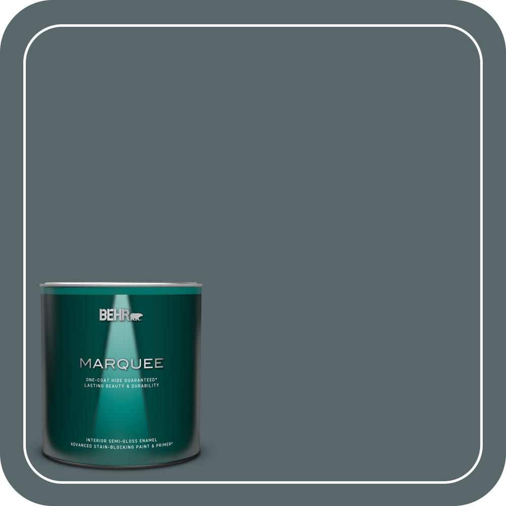 BEHR MARQUEE 1 qt. #N470-6 Whale Gray One-Coat Hide Semi-Gloss Enamel Interior Paint & Primer