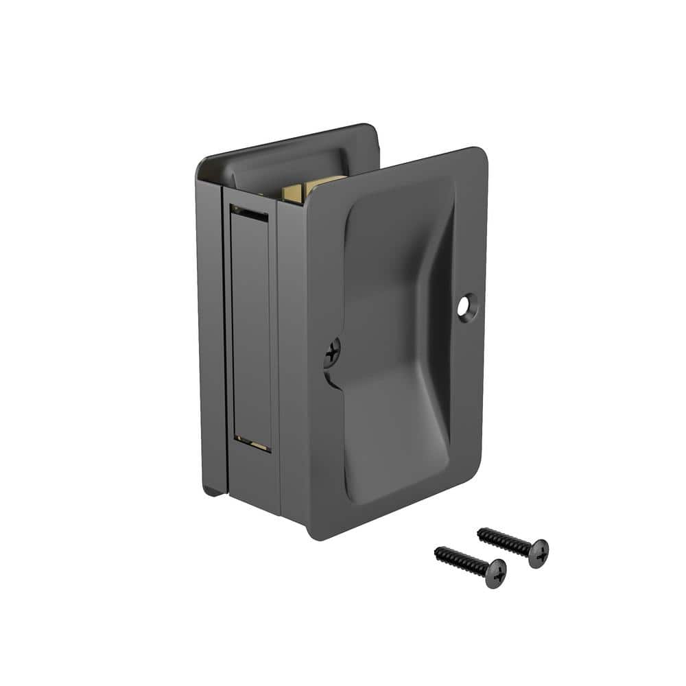 Onward 3-1/4 in. (82 mm) Black Pocket Door Pull with Passage Handle