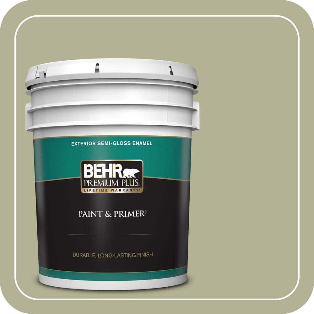 BEHR PREMIUM PLUS 5 gal. #PPU9-20 Dill Seed Semi-Gloss Enamel Exterior Paint & Primer