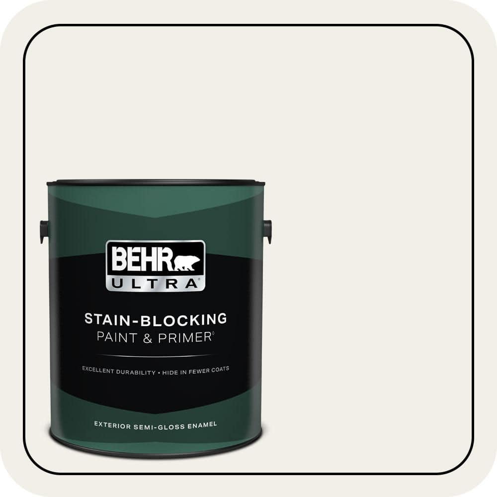 BEHR ULTRA 1 gal. #W-F-610 White Fur Semi-Gloss Enamel Exterior Paint & Primer