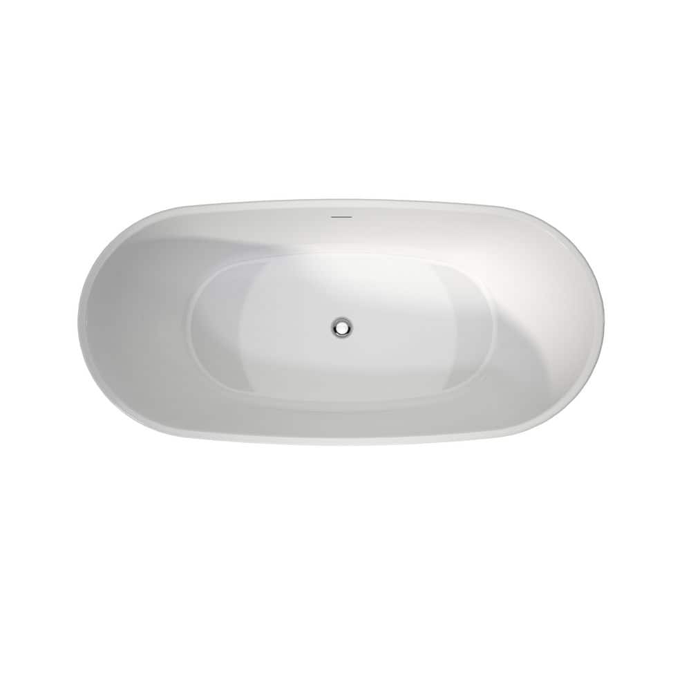 LIVACA 64.96 in. x 31.96 in. Deep Soaking Acrylic Freestanding Bathtub with Gloss White Finish for Modern Bathrooms (3)