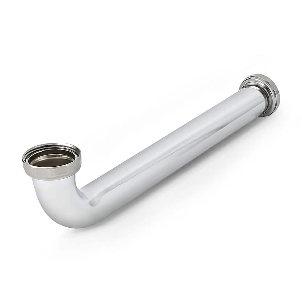 PLUMBFLEX 1-1/2 in. x 12 in. 22-Gauge Brass Slip Joint Waste Bend for Tubular Drain Applications, Chrome Plated (1)
