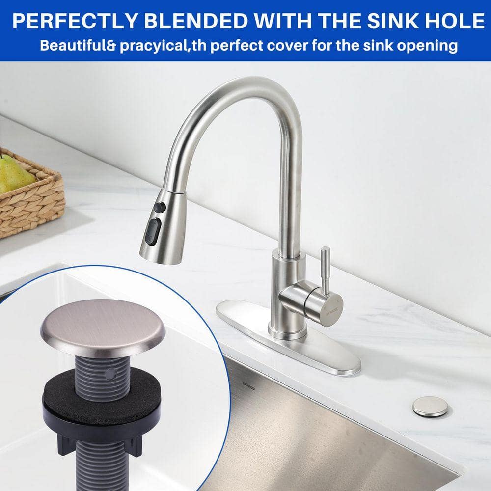 VEVETTA 1/2 in. Kitchen Sink Hole Cover in Durable Brushed Nickel (3)