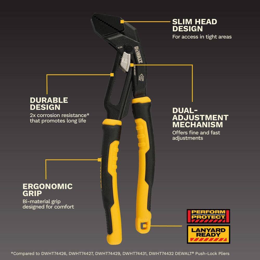 DEWALT 10 in. Slidelock Straight Jaw Pliers (2)