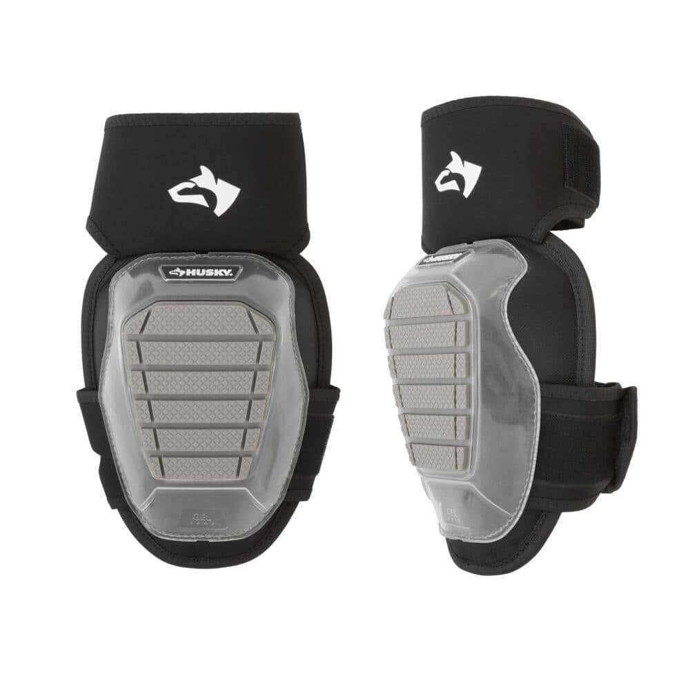 Husky Gray Gel Soft Cap Neoprene Hinge Knee Pad with Adjustable Straps (2)