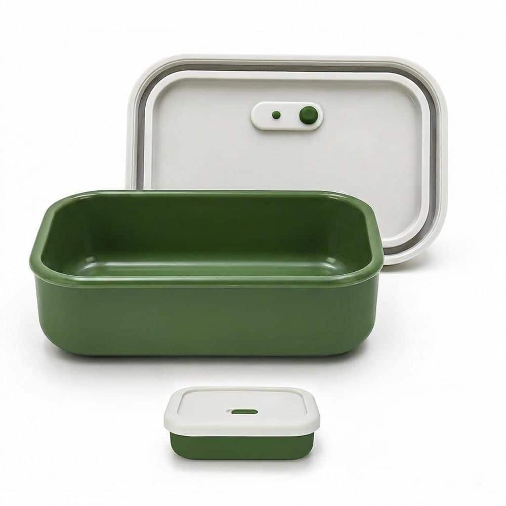 Unbranded 1 Pack Large Silicone Leak Proof Travel Soap Case with Drainage Layer and Vented Lid Off White Green (1)