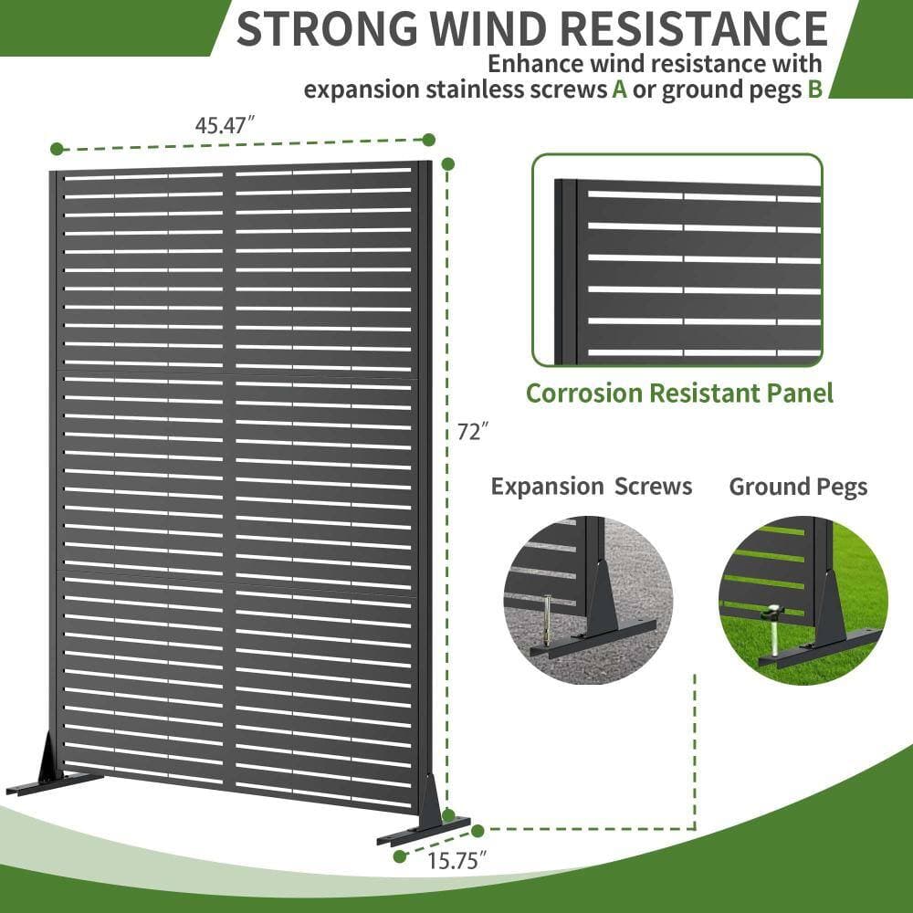 Tenleaf 72" H x 46" W Metal Privacy Screen with Stable Base, Portable Divider Screens for Outdoor Freestanding (3)