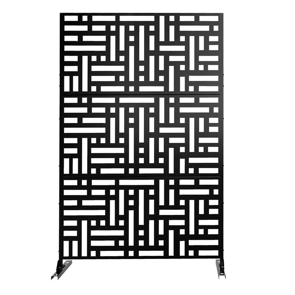 Lumioca 1-Piece 46.8 in. W x 71.37 in. H Black Rectangle Metal Outdoor Privacy Screen Decorative Art Panel (1)