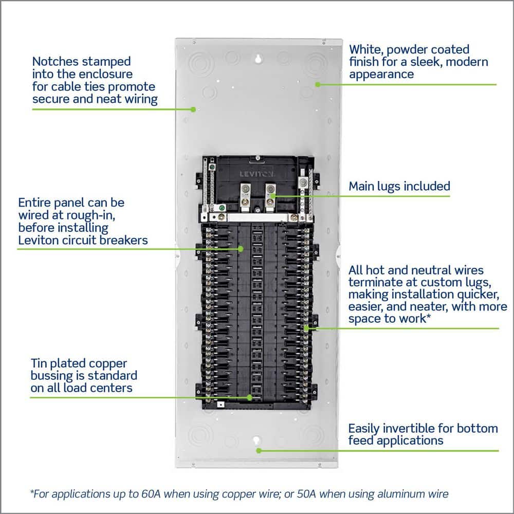 Leviton 200 Amp 30-Space, 30-Circuit Indoor Load Center with Main Lugs, Door Included LP322-LDR (4)