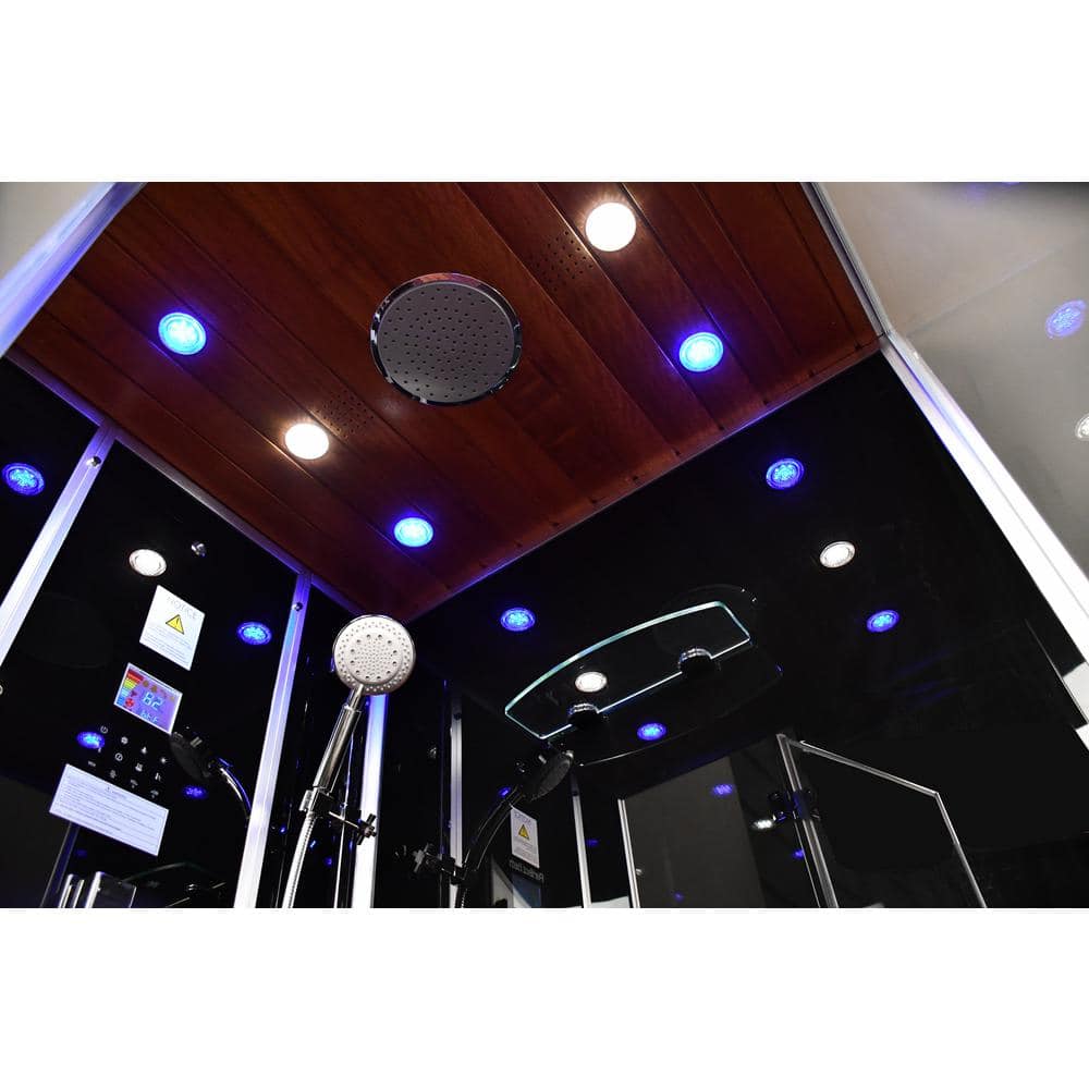 Unbranded Platinum 47 in. x 36 in. x 90 in. Steam Shower in Black with Hinged Door, Left Side Controls and 6 kW Steam Generator (2)