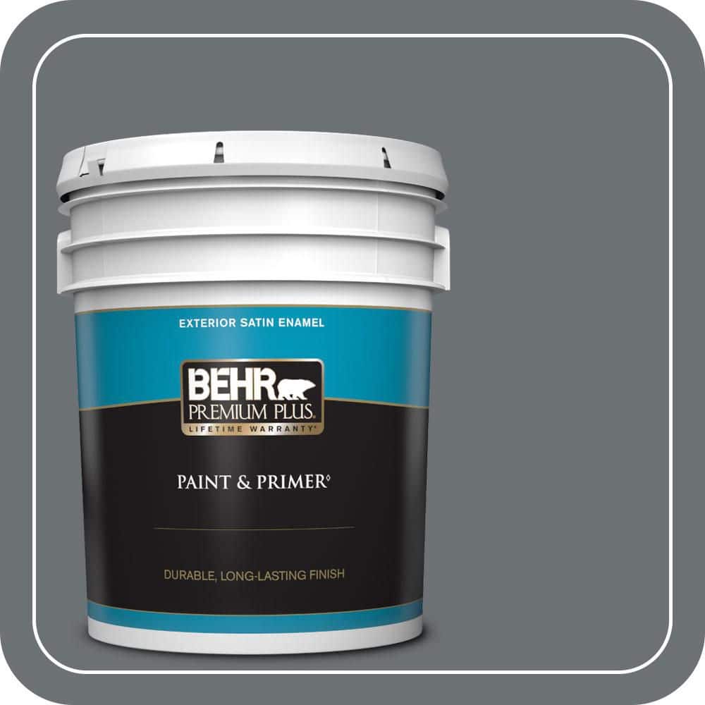 BEHR PREMIUM PLUS 5 gal. #PPU18-03 Antique Tin Satin Enamel Exterior Paint & Primer