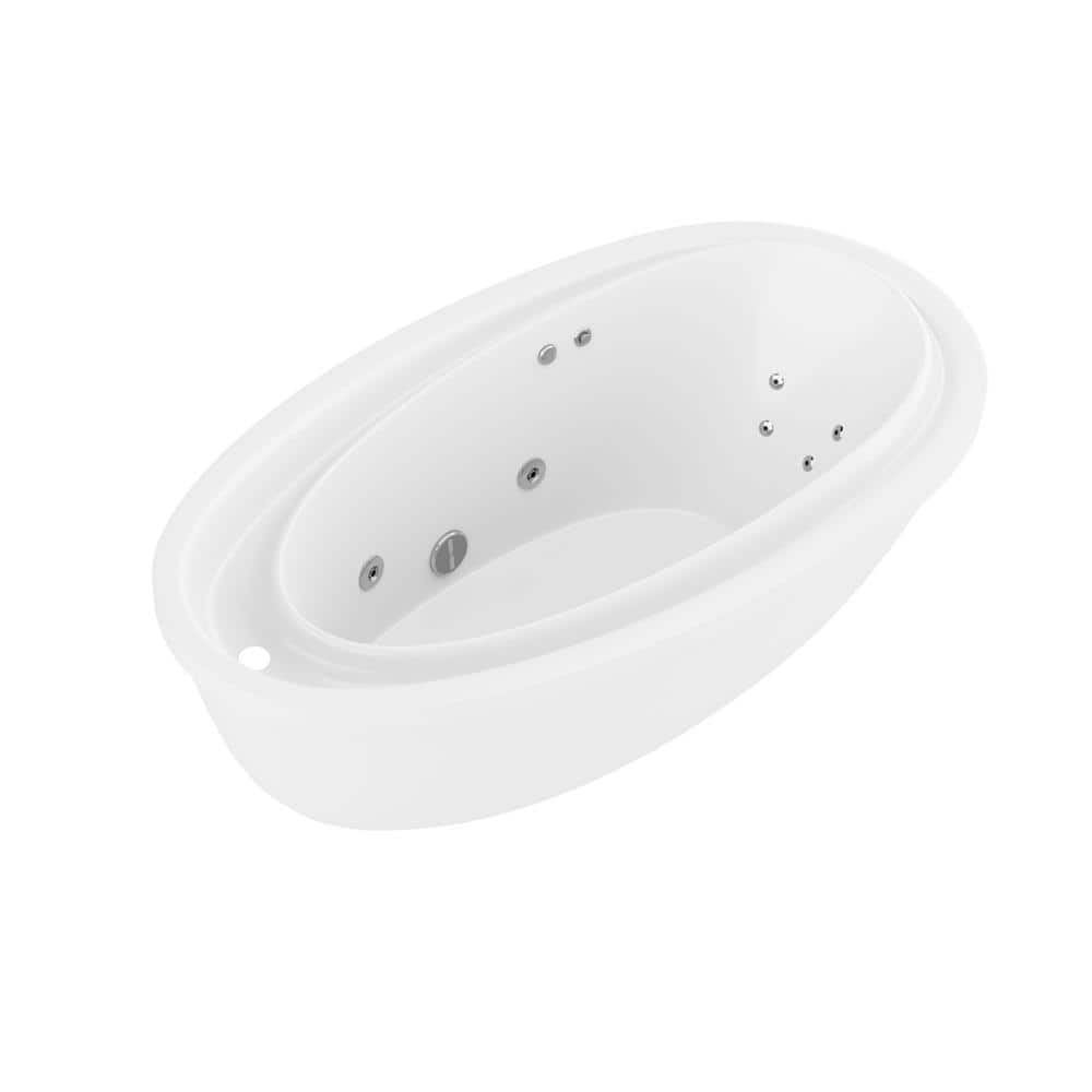 ANZZI Leni Series 71 in. x 38 in. Jetted Whirlpool 54 Gallon Capacity Freestanding Bathtub with Reversible Drain in White (1)